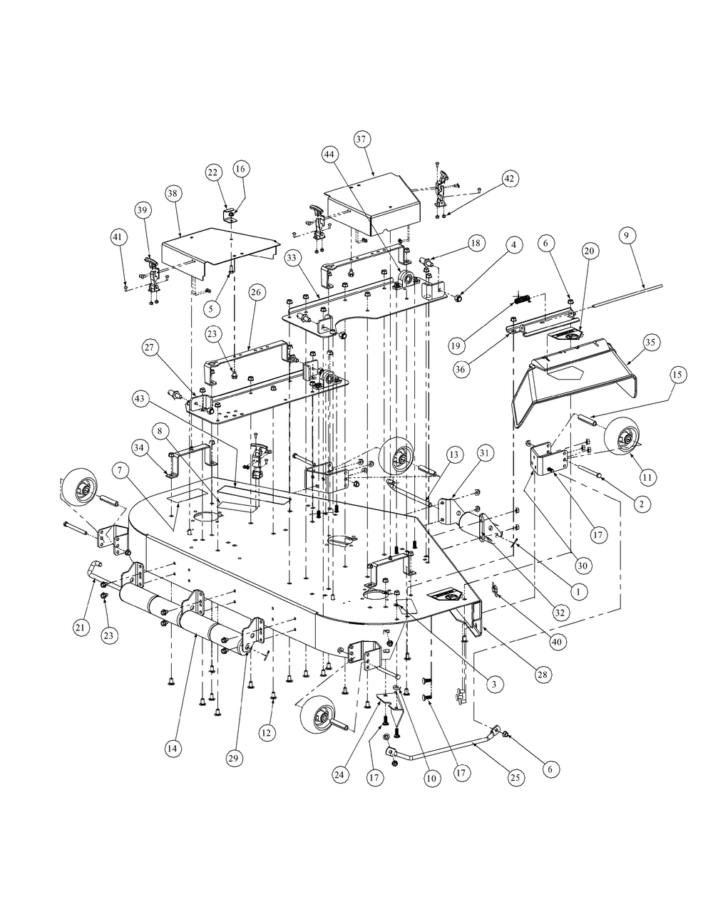 Fabricated Deck Assembly (Nov. 2003 And After) Diagram and Parts List for M54-KW 53BB5DBW750-23-HP Cub Cadet Lawn Tractor